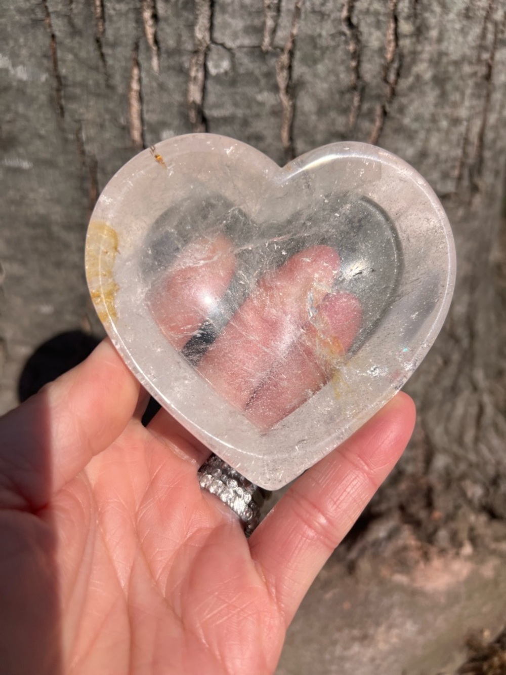 Clear (1) quartz heart bowl | Crystal